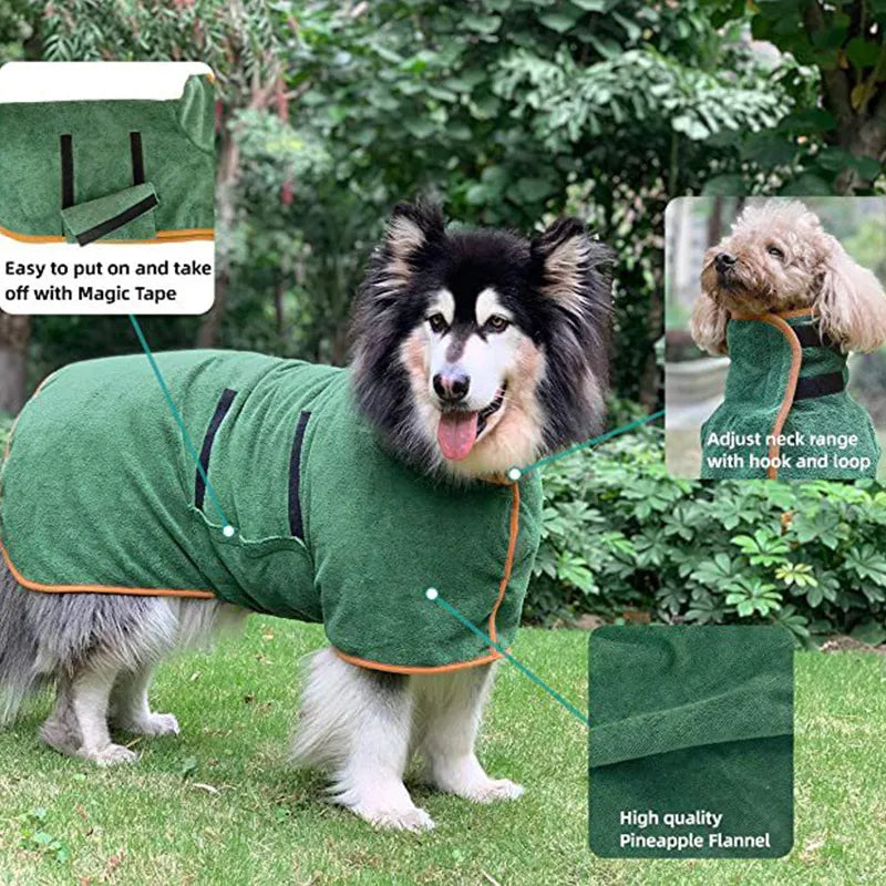 DryPaws™ Ultra Absorbent Dog Bathrobe | Fast-Drying Pet Towel Wrap
