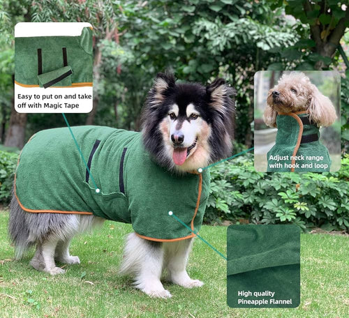 DryPaws™ Ultra Absorbent Dog Bathrobe | Fast-Drying Pet Towel Wrap