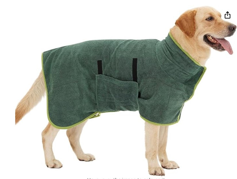 DryPaws™ Ultra Absorbent Dog Bathrobe | Fast-Drying Pet Towel Wrap